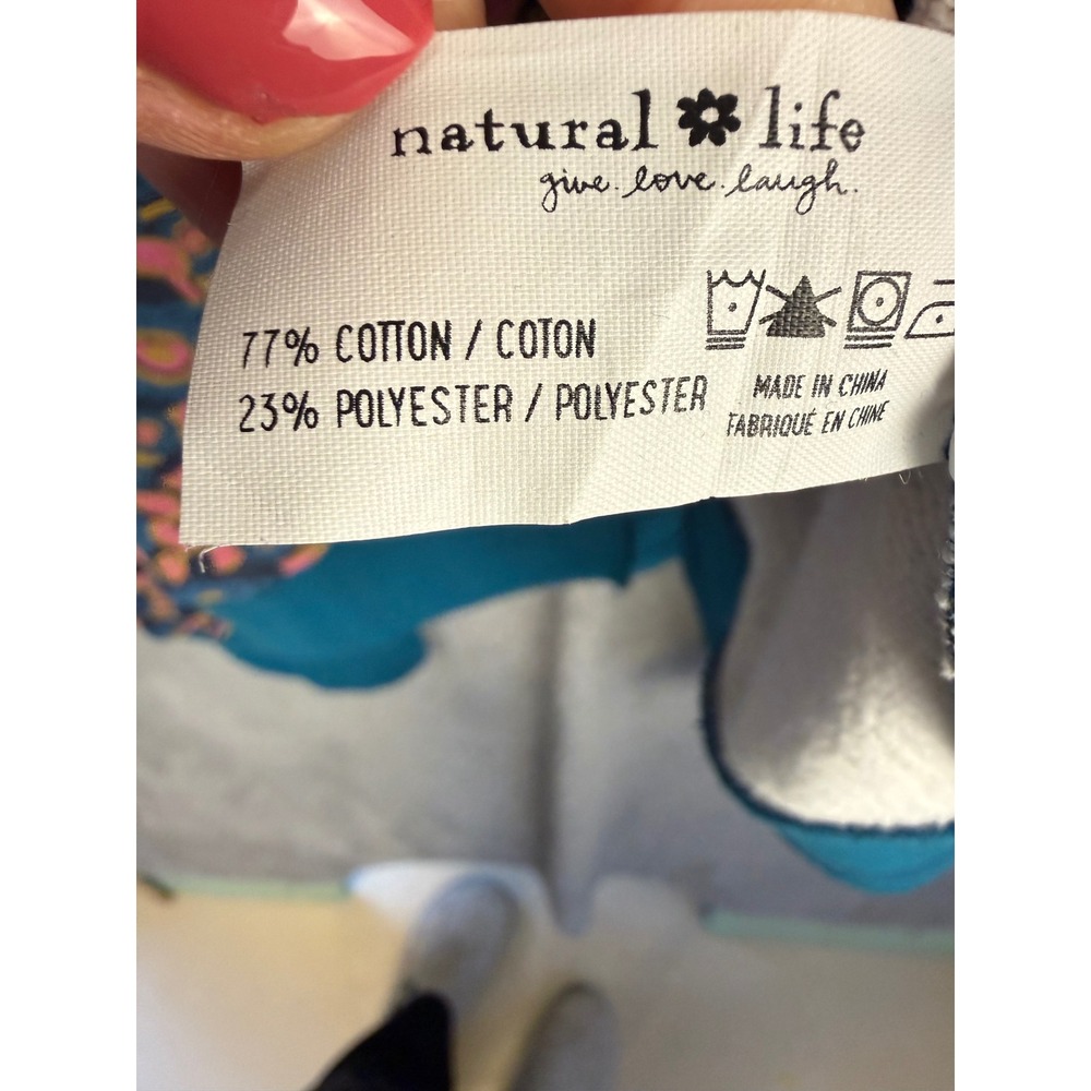 Natural Life Floral Cropped Sweatshirt Womens XL Blue Pink Mustard Pullover 645 - Picture 7 of 8
